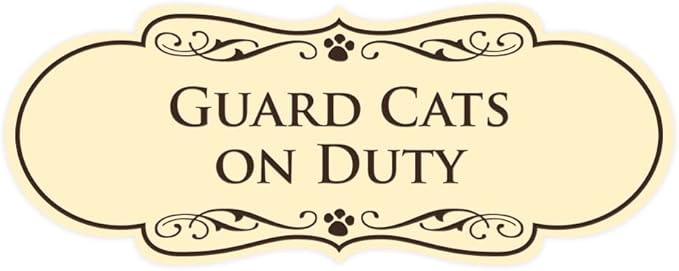 Designer Paws, Guard Cats on Duty (Ivory/Dark Brown) - Large