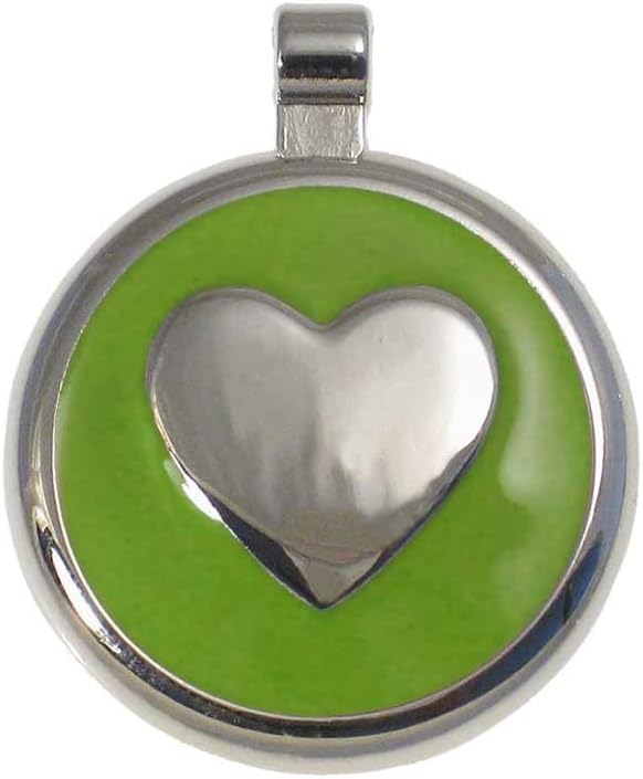 LuckyPet Heart Jewelry Pet ID Tag for Cats and Dogs, Personalized Engraving on The Back Side, Small Lime Heart