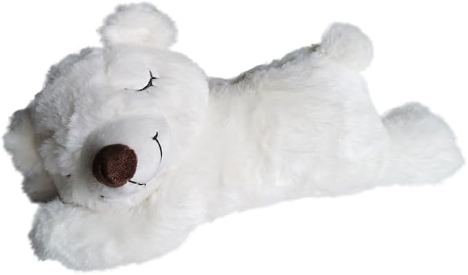 HonourHope Dog Heartbeat Toy for Anxiety Relief, Soft Plush Toy Pet Calming Puppy Behavioral Training Aid Pet Companion Pillow for Puppy Dog Cat Kitty - Bear White