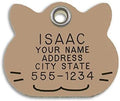 LuckyPet Pet ID Tag - Tan Plastic Cat Face - Durable Cat Tag - Easy to Read - Reflective on Back - Size: Small