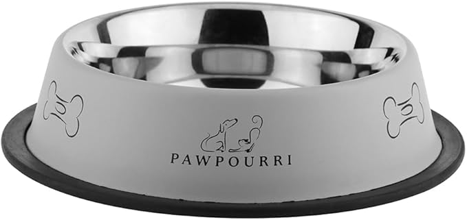 2 Pack Stainless Steel Dog Bowls – 23.6 fl oz Anti-Skid Food & Water Bowls for Small Dogs, Puppies & Cats | Dog Food & Water Bowl | Dog Feeding Bowl (Black & Grey)