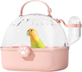 Bird Carrier Cage with Water Bottle, Portable Parrot Travel Carrier Carry Case 7.2" L*6.4 W *6.7” H for Small Pets, Lovebird, Budgie, Parakeet, Gerbils, Mice, Dwarf Hamster, Small Animal (Pink)