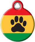 Dog Tag Art Rasta Paw Personalized Pet ID Tag for Dogs and Cats, Silent Polymer Coated Stainless Steel Nametag with Customized Identification Information, Large 1.25" Diameter