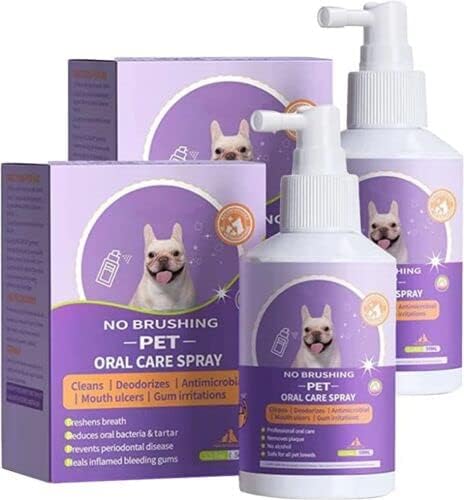 Pet Clean Teeth Spray, 2026 New Formula for Dogs Cats, No Brushing Required, Freshens Breath, Prevents Plaque Tartar, Natural Oral Care Spray (2pc)