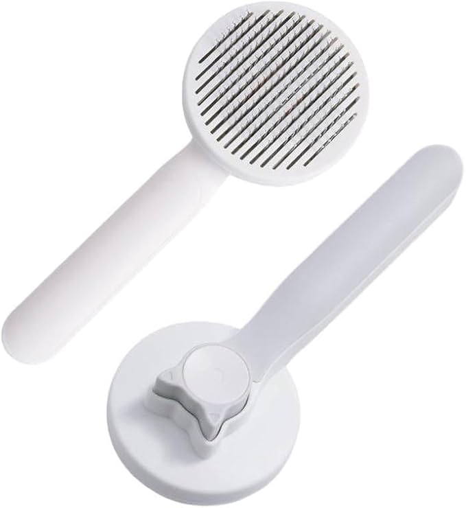 Pawsome Pets Gentle Deshedding Tool for Long & Short Hair Pets, Easy Hair Removal Grooming Brush for Puppies (grey)