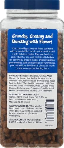 Blue Buffalo Bursts Crunchy & Creamy Cat Treats, Great for Training, Paw-Lickin' Chicken, 12-oz. Tub (Pack of 4)