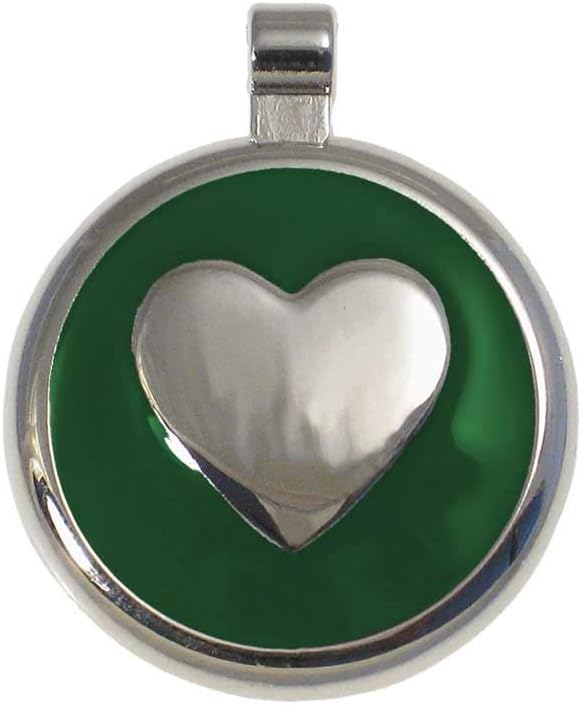 LuckyPet Heart Jewelry Pet ID Tag for Cats and Dogs, Personalized Engraving on The Back Side, Small Green Heart