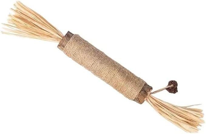 Interactive Cat Catnip Chew Toys, Natural Silvervine Teething Sticks, Jute Rope Wrapped Dental Care with Raffia Tassels (Extra Large 1 Pc)