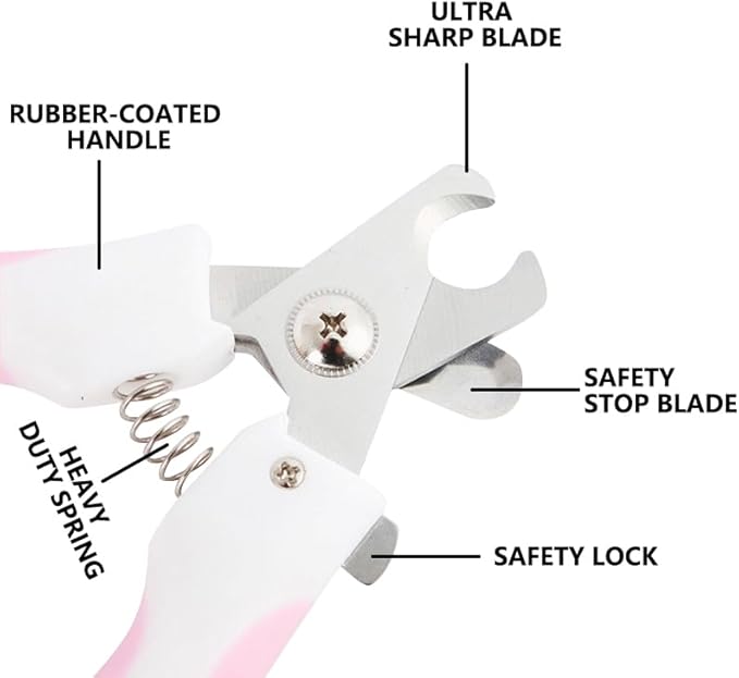 Kimono Art Dog & Cat Pets Nail Trimmers and Clippers, Professional Claw Care Grooming Tool for Pets, Avoid Over Cutting Bloodlines, Pink, for Large and Medium Dogs