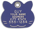 LuckyPet Pet ID Tag - Purple Plastic Cat Face - Durable Cat Tag - Easy to Read - Reflective on Back - Size: Medium
