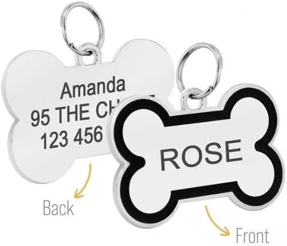 Personalized Dog ID Tags - Laser Engraved, Bone-Shaped, Large: Orange