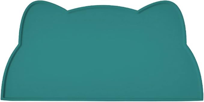 Cat Food Mat, Silicone Non Slip Dog Bowl Mat Waterproof Cat Feeding Mat Stop Food Spills and Water Messes Out to Floor Pet Food Mat (MARRS Green, 20" x 12")