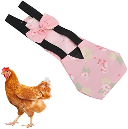 Chicken Diapers for Hens, Bantam Hens Diapers for Pet Ducks Pet Duck Supplies Goose Clothes Reusable Washable Pet Diapers with Bow Tie Nylon Buckle for Poultry (L)