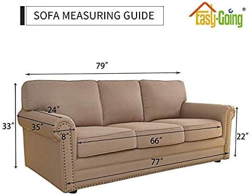 Easy-Going Reversible Couch Cover for 3 Cushion Couch Sofa Cover for Dogs Water Resistant Furniture Protector Cover with Foam Sticks Elastic Straps for Pet Cat (Sofa, Coffee/Ivory)