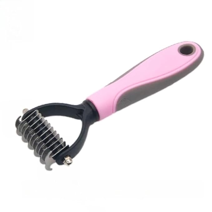 Dog Grooming Deshedding Brush Pet Hair Remover, Cat Dog Undercoat Comb: Stainless Steel Shedding Blade - Coat Thinning Trimmer | Grooming Tool for Short/Long Hair Dogs/Cats Shedding Control (Blue-L)