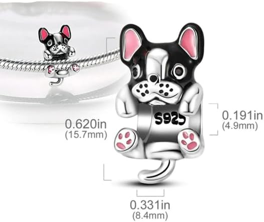 Pet Charm, Cute Dog Charm, Animal Dangle Charm, Sterling Silver Charm, Gift For Women, Friends, Wife, Mother, Christmas, and Halloween, Compatible With Pandora