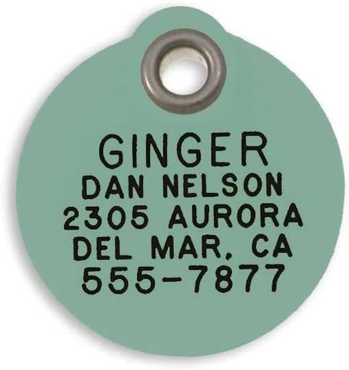 LuckyPet Plastic Pet ID Tags - Dog Personalized IDs - Durable Engraved Name Noiseless Tag - Suitable for Dogs and Cats - Outlasts Most Aluminum Tags - Large, Mint Round