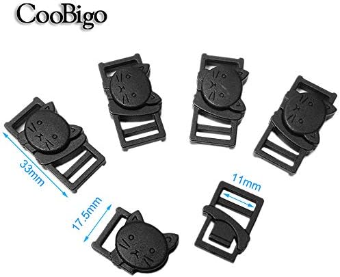 25pcs 3/8" (11mm) Cat-Head Plastic Safty Breakaway Buckles for Bra Cat Dog Collar Paracord FLC124(Mix-s)