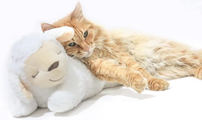 HonourHope Dog Heartbeat Toy for Anxiety Relief, Soft Plush Pet Calming Aid - Sheep