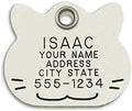LuckyPet Pet ID Tag - White Plastic Cat Face - Durable Cat Tag - Easy to Read - Reflective on Back - Size: Large