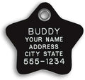 LuckyPet Plastic Pet ID Tags - Dog Personalized IDs - Durable Engraved Name Noiseless Tag - Suitable for Dogs and Cats - Outlasts Most Aluminum Tags - Small, Black Star