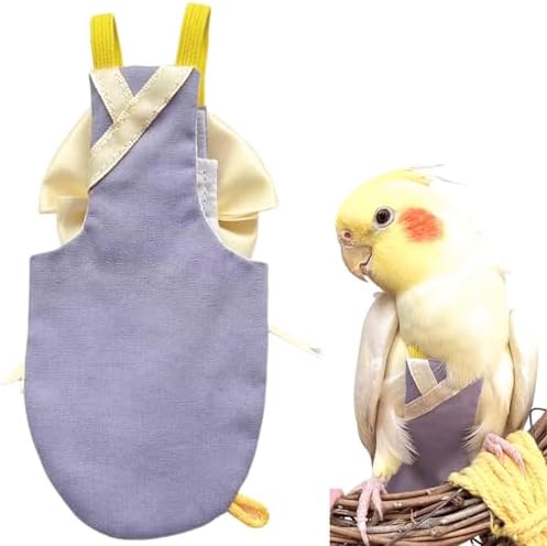 Bird Flight Suits Diapers, Parrot Flight Suits Diapers for Quaker Parakeets Cockatiels Conures Macaw African Grey, Bird Diaper, Parrot Clothes (Purple B,S)