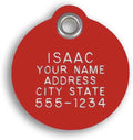 LuckyPet Plastic Pet ID Tags - Dog Personalized IDs - Durable Engraved Name Noiseless Tag - Suitable for Dogs and Cats - Outlasts Most Aluminum Tags - Small, Red Round