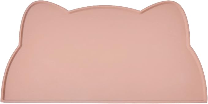 Cat Food Mat, Silicone Non Slip Dog Bowl Mat Waterproof Cat Feeding Mat Stop Food Spills and Water Messes Out to Floor Pet Food Mat (Tea Rose, 17" x 10")