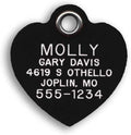 LuckyPet Durable Plastic Pet ID Tag, Outlasts Cheap Aluminum Tags for The Same Price, Custom Engraved, Large Black Heart