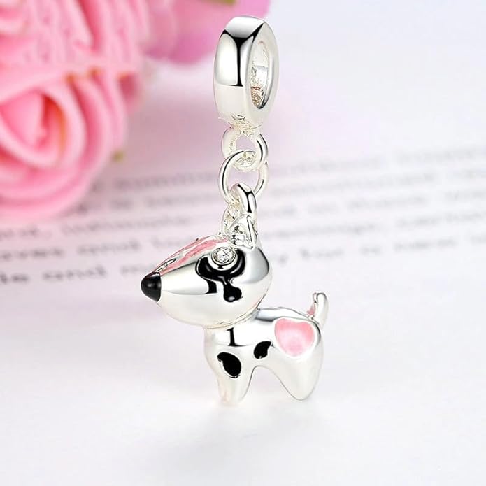 Pet Charm, Cute Dog Charm, Animal Dangle Charm, Sterling Silver Charm, Gift For Women, Friends, Wife, Mother, Christmas, and Halloween, Compatible With Pandora