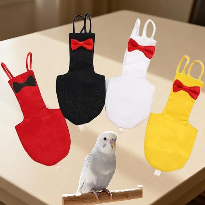 4pcs Bird Diaper Parrot Flight Suit Solid Color Parrot Nappy Reusable Pigeon Pants Cockatiel Clothes for Parakeet Mini Macaw Budgie Canary for Indoor Outdoor - L