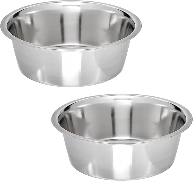 Stainless Steel Dog Bowl 2-Pack Metal Food and Water Dish (8.1" inch Outer Diameter) Pet Feeder Replacement Bowls Dishwasher Safe, Easy to Clean (7 Cups)