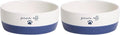 Pearhead Ceramic Paws Off Cat Bowl, Holds 1.3 Cups, Navy Blue and White Stoneware Dish, Non-Skid Feeding Bowl, Microwave and Dishwasher Safe, Small (Pack of 2)