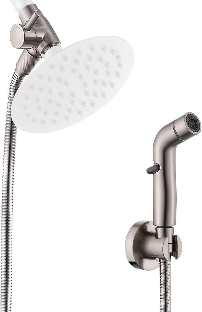 G-Promise Dog Shower Sprayer Attachment for Fast and Clean Pet Showering, Multifunctional Shower, Metal Diverter, 100 Inch Extra Long Hose, No Drill Hook, Dog Washing-Bathroom (Brushed Nickel)