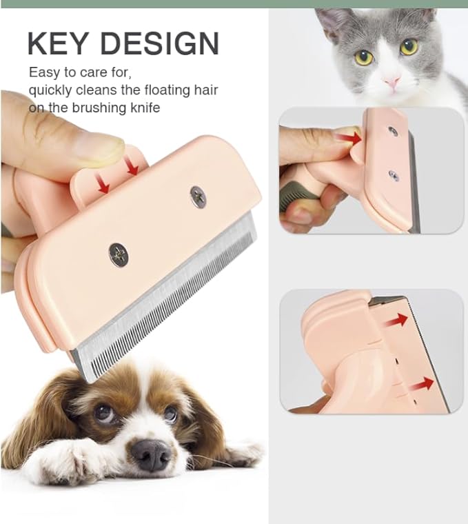 TopMed ETS Deshedding Tool For Dogs & Cats, Pet Grooming Brush For All Kind Of Pet Hair, Reduces Shedding Effectively Proven Grooming Tools for Dogs Cats and Other Animals (Large, Pink)