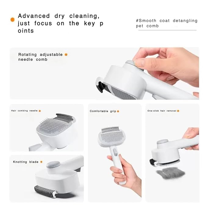 2-In-1 Pet Grooming Kit;Dog Brush For Shedding，Cat Brush For Long Haired Cats- Self-Cleaning Shedding & Detangling Brush,Dual-Direction Design - Professional For Long/Short Haired & Indoor Cats