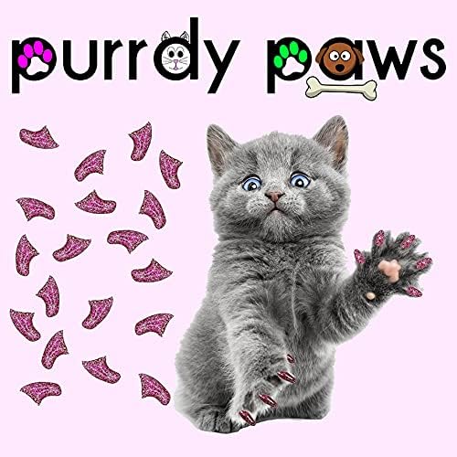 6 Month Supply Soft Nail Caps for Cats Royal Pink Glitter Medium - Extra Adhesives