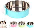 Love Dream Crate Dog Cat Bowls, Removable Stainless Steel Hanging Pet Cage Bowls for Kennel, Water Food Feeder Cage Coop Cup for Cats, Dogs, Rabbits and Small Animals (Large, Blue)