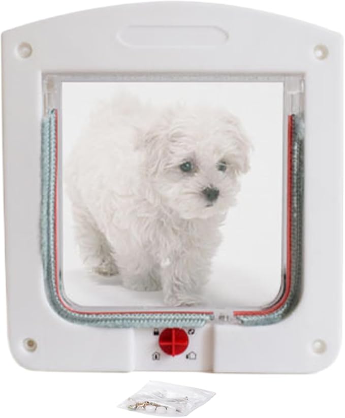 Cat Door | 4-Way Locking Puppy Flap for Exterior Door | Weatherproof Puppy Flaps for Bedroom Basement Garage Pet Parents Homeowners Apartment Animal Lovers Property Managers