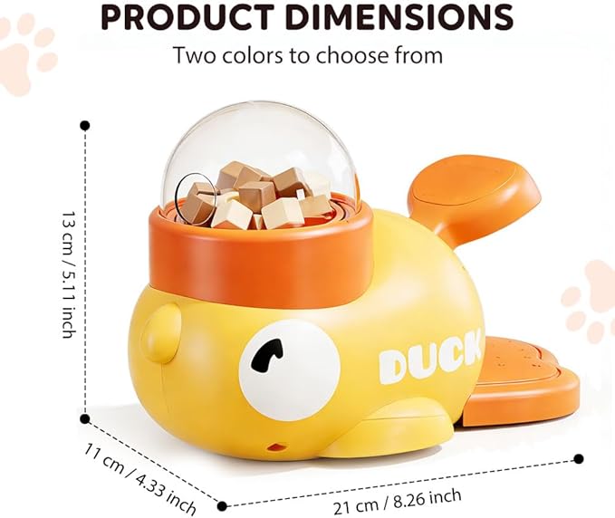 2 in 1 Dog Interactive Slow Feeder, 2026 New Slow Feeder Dog Bowl, Duck Treat Dispenser, Automatic Feeding Machine Intelligent for Small, Medium Dogs, Cats (Yellow)