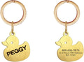 Dogs ID Tags Personalized Double Sided Deep Engraved Cat & Dog Collar Charm Duck Shape Brass Large