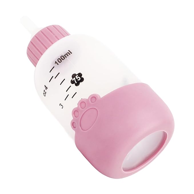 Portable Silicone Pet Nursing Bottle - 3pcs Nipples, Ideal for Newborn Kittens, Puppies, Hamsters, Rabbits (Pink)