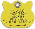 LuckyPet Pet ID Tag - Yellow Plastic Cat Face - Durable Cat Tag - Easy to Read - Reflective on Back - Size: Small