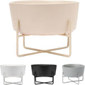 Waggo Simple Solid Dog Bowl and Dog Bowl Stand - Single Iron Stand with Single Ceramic Feeder or Water Bowl (Large, Matte Buttercream)