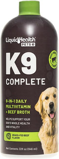 LIQUIDHEALTH Pets K9 Complete 8-in-1 Liquid Multivitamin for Adult Senior Dogs & Puppies, All in One Complete Formula Canine Vitamins for Skin & Coat, Joint Health, Immune Support - USA Made (32 oz)