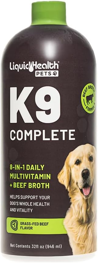 LIQUIDHEALTH Pets K9 Complete 8-in-1 Liquid Multivitamin for Adult Senior Dogs & Puppies, All in One Complete Formula Canine Vitamins for Skin & Coat, Joint Health, Immune Support - USA Made (32 oz)