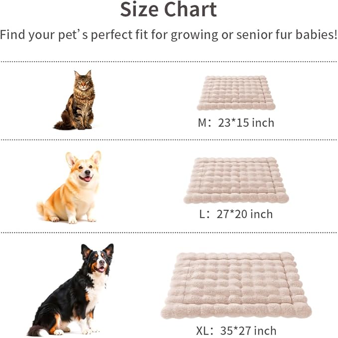 Self-Warming Cat Bed, Plush Faux Fur Pet Bed Mat with Anti-Slip Bottom, Ultra Soft Heated Bed for Cats & Medium Dogs, Cozy Fluffy Pad for Couch & Crate, Machine Washable, 27x20 Inch White