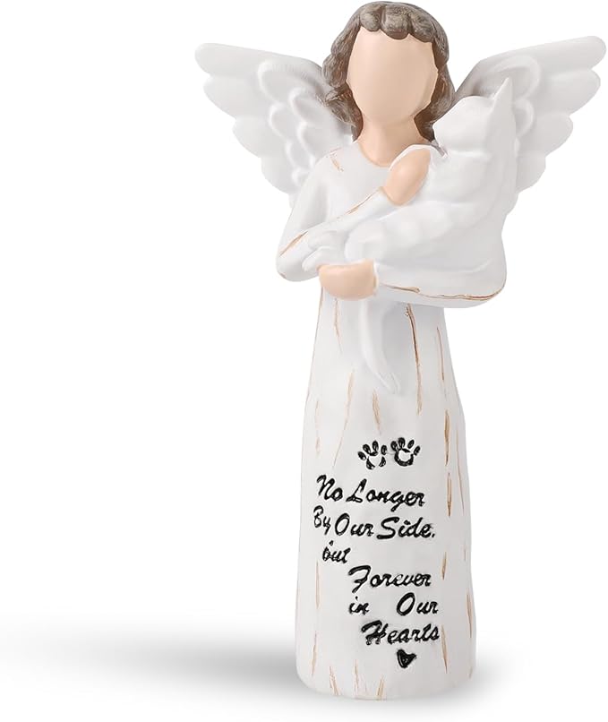 Cat Memorial Gifts, Cat Memorial Gifts for Loss of Cat, Pet Cat Remembrance Gifts, Cat Angel Figurine Statue for Cat Lovers in Memory of Their Beloved Cat(White Angel Cat)