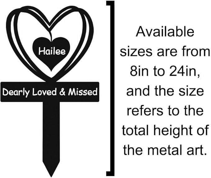 Personalized Hearts Memorial Stake Metal Pet Grave Marker Outdoors, Custom Pet Cat Dog Memorial Marker Grave Garden Sign with Stake, Customized Memorial Plaque Loss of Pet Remembrance Stake