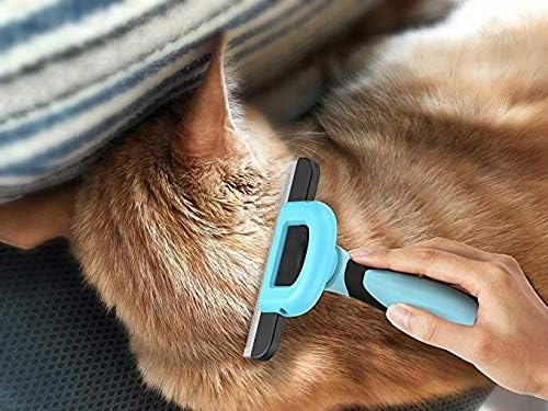 Deshedding Tool and Grooming Brush for Dogs and Cats, Effective Grooming Tool with Stainless Steel Trimming Blade, and Reduces Shedding by Up to 95%